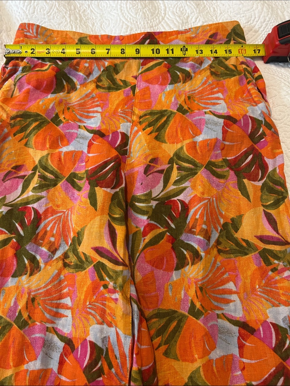 C&C California Orange Tropical Print Wide Leg Pants Size Large - Picture 7 of 9